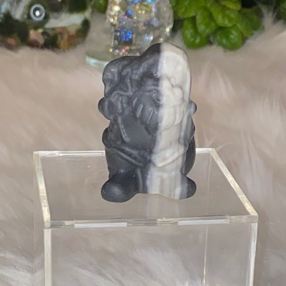 Black and White Jasper Santa Figurine